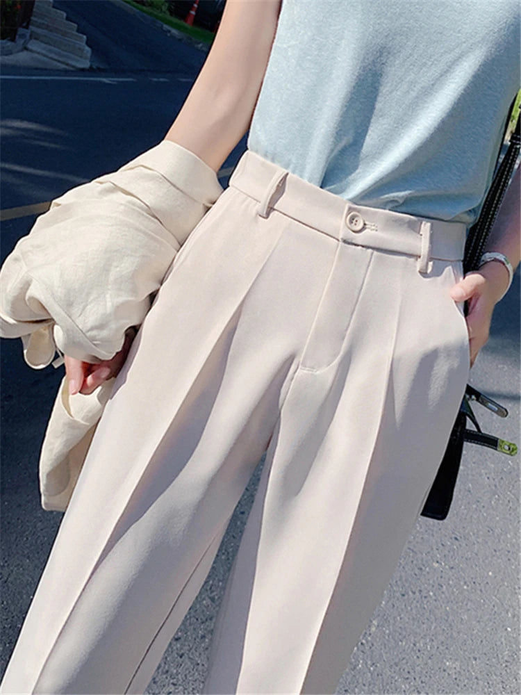 Seoulish 2023 New Formal Women's Harem Pants High Waist Solid Minimalism Pant Workwear Female Trouses Office Lady Spring Summer