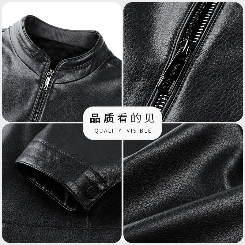 YN-336 Spring And Autum Men's Stand Collar Natural Sheep Leather Jacket Thin  Leather Jacket Men's Business Casual Jacket