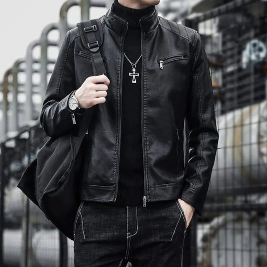 Men Leather Suit Jacket Men Slim Fit Short Coat Men Fashion Leather jacket Streetwear Casual Blazer Jackets Male Outerwear