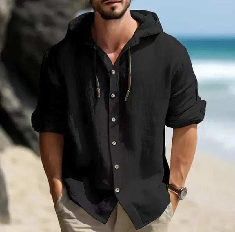 Summer Men's Linen Shirt Solid Streetwear