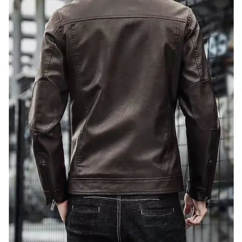 Men Leather Suit Jacket Men Slim Fit Short Coat Men Fashion Leather jacket Streetwear Casual Blazer Jackets Male Outerwear