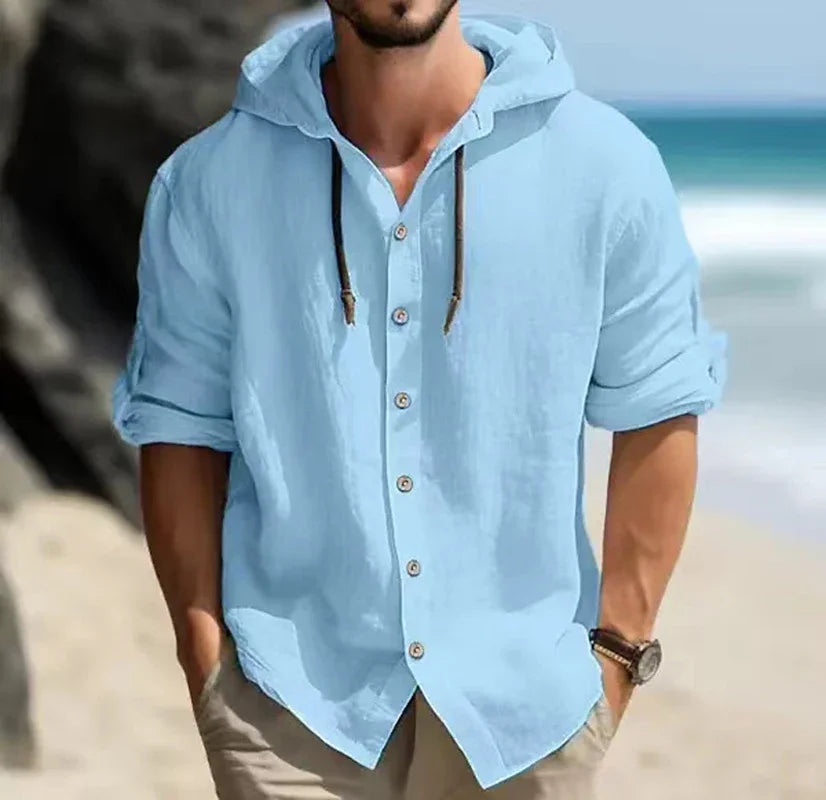 Summer Men's Linen Shirt Solid Streetwear