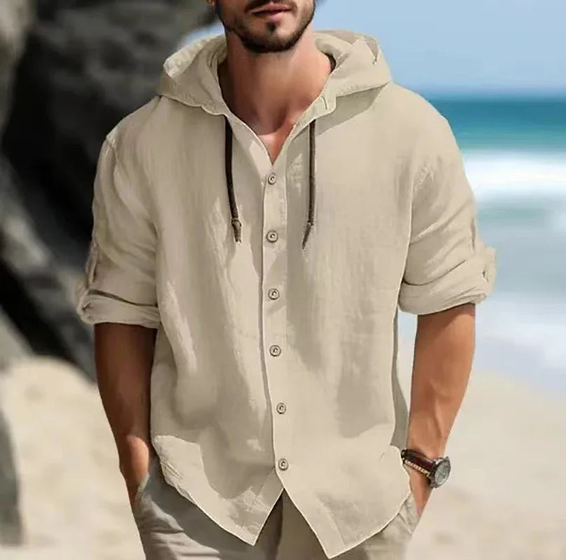 Summer Men's Linen Shirt Solid Streetwear