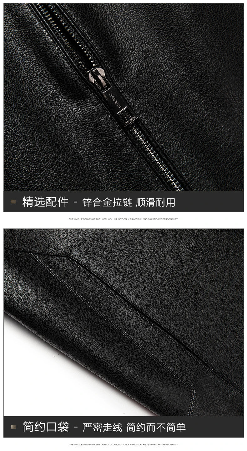 YN-336 Spring And Autum Men's Stand Collar Natural Sheep Leather Jacket Thin  Leather Jacket Men's Business Casual Jacket