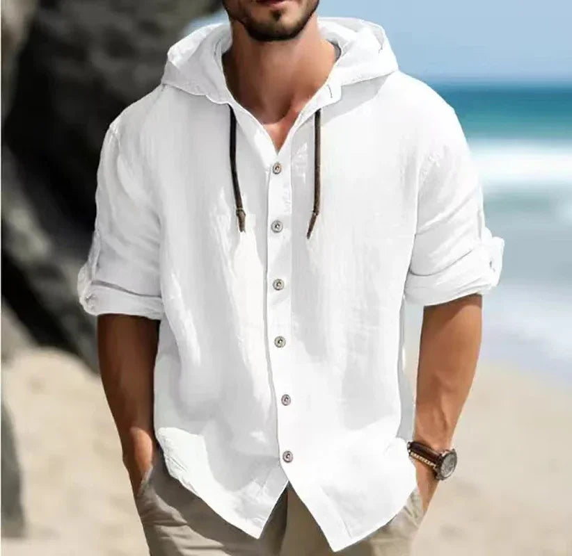 Summer Men's Linen Shirt Solid Streetwear